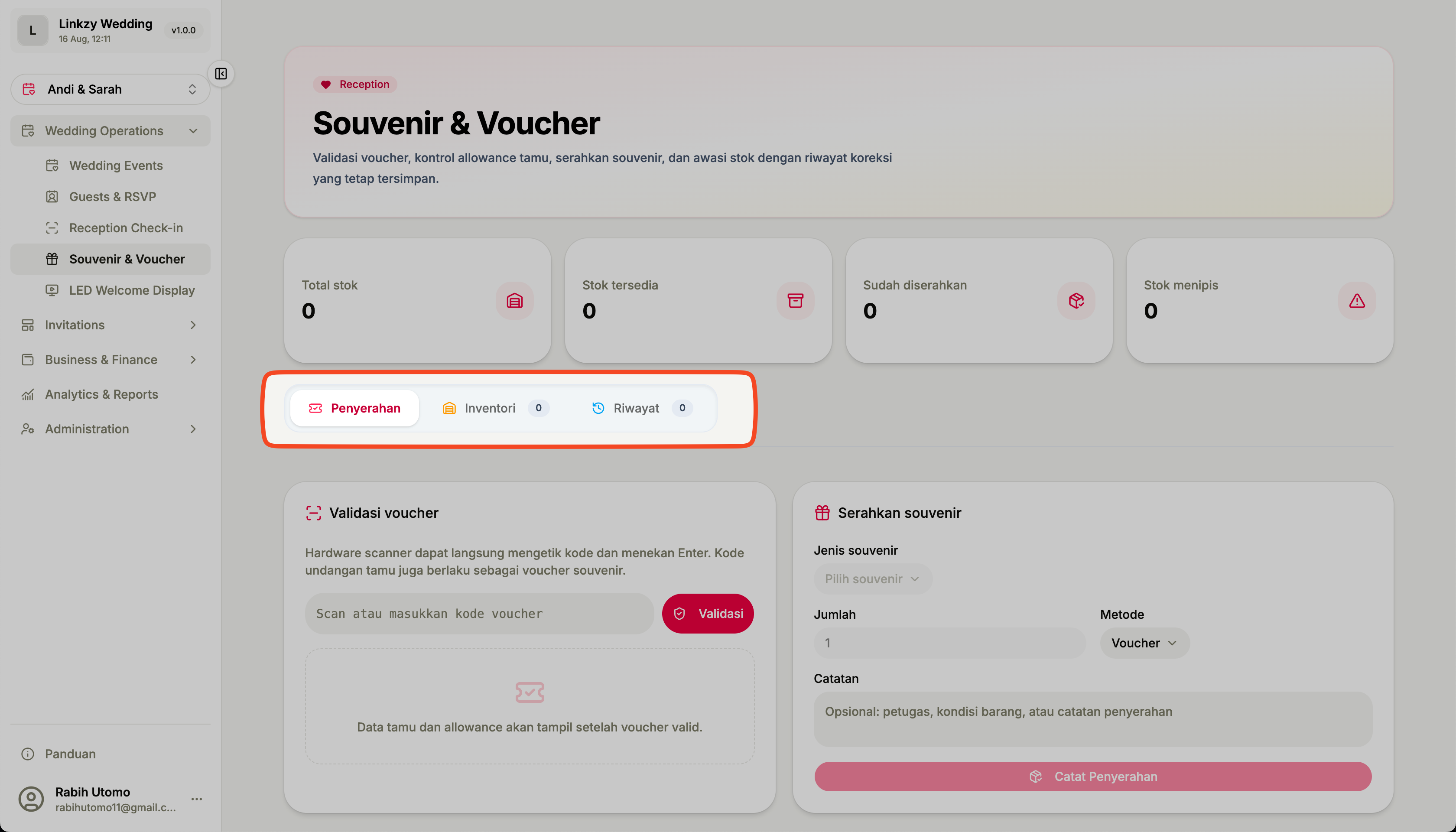 Halaman Souvenir dan Voucher